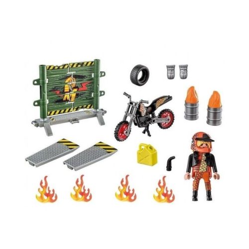 Playmobil 71256 - Stuntshow - Starter Pack Stuntshow Moto con pared de fuego - Imagen 2