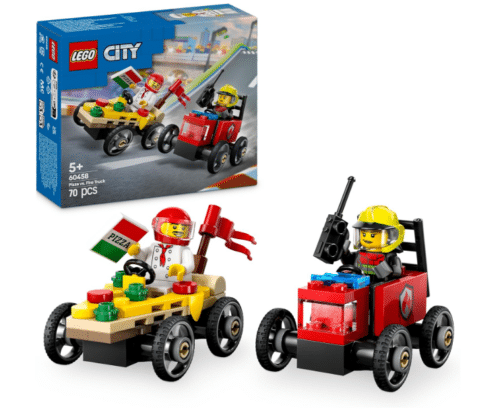 Lego 60458 - City - Pack de Coches de Carreras: Pizza vs Camion de Bomberos