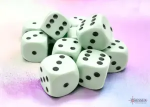 CHESSEX - 12 dados 16mm (D6) Opaque Pastel Green/black