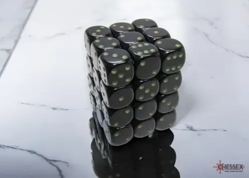 CHESSEX - 36 dados 12mm (D6) Opaque Black/green