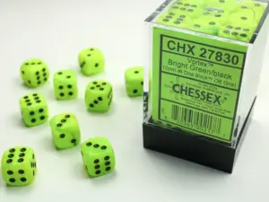CHESSEX - 36 dados 12mm (D6) Vortex Bright Green/black