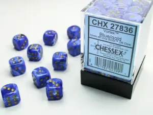 CHESSEX - 36 dados 12mm (D6) Vortex Blue/gold