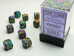 CHESSEX - 36 dados 12mm (D6) Festive Mosaic/yellow