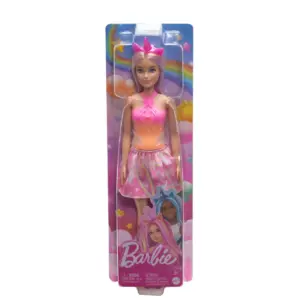 Mattel  - Barbie unicornio con pelo de fantasía rosa