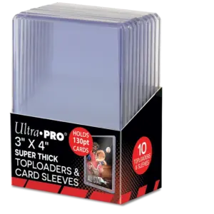 UP 3" X 4" Super Thick 130PT Toploader with Thick Card Sleeves (10 pieces)