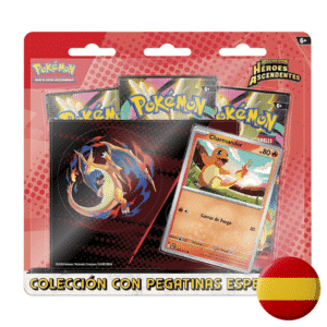 PKM - blister pack 3 + pegatinas + promo CHARMANDER  Heroes Ascendientes - SP